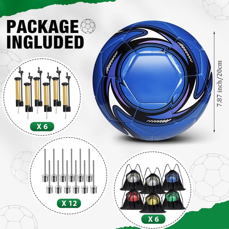yasuwekik 6 Pack Operation Deflated Christmas Soccer Ball with Pump for Child,Items Bulk Deals Soccer Balls,Classic Soccer Balls with Mesh Sport Bag Pump Needle for Shoebox Gift Fillers Charity Donations - Image 2